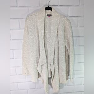 Vince Camuto Pale Gray Textured Open Cardigan